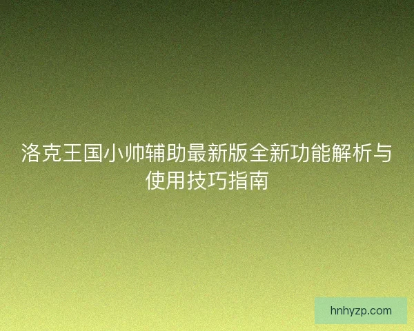 洛克王国小帅辅助最新版全新功能解析与使用技巧指南