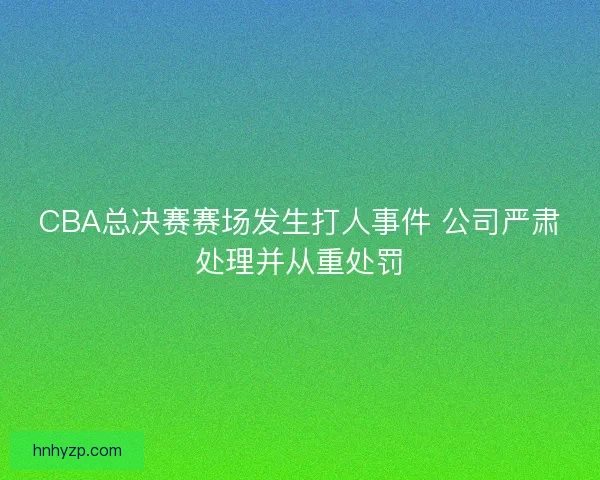 CBA总决赛赛场发生打人事件 公司严肃处理并从重处罚